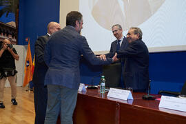 Momentos previos a la conferencia de Pablo Hernández de Cos en la Facultad de Ciencias Económicas y Empresariales de la Universidad de Málaga. Paraninfo. Octubre de 2022