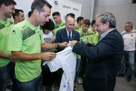 José Ángel Narváez, Tecla Lumbreras y Pedro Montiel con el CD UMA Antequera. Gala del Deporte Uni...