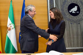 Toma de Posesión de María Ángeles Peláez Fernández como nueva profesora titular del Departamento de Psicología Social, Trabajo Social, Antropología Social y Estudios de Asia Oriental de la Universidad de Málaga. Edificio del Rectorado. Febrero de 2018