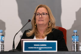 Susana Cabrera Yeto. Décimo Aniversario de colaboración de la Universidad de Málaga y la Universidad Nacional de Incheon. Complejo de Estudios Sociales y Comercio. Octubre de 2019