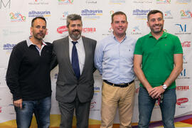 Foto de grupo. Inauguración de la exposición "Málaga en el Objetivo". Complejo Polideportivo Universitario. Mayo de 2019
