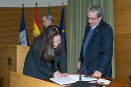 Toma de posesión de María Guadalupe Dávila Arias como nueva profesora titular del Departamento de Psicobiología y Metodología de las Ciencias del Comportamiento de la Universidad de Málaga. Edificio del Rectorado. Marzo de 2017