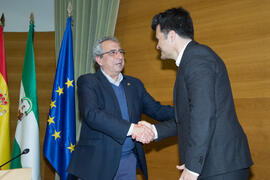 Toma de Posesión de Antonio García Zambrana como nuevo catedrático del Departamento de Ingeniería de Comunicaciones de la Universidad de Málaga. Edificio del Rectorado. Febrero de 2018