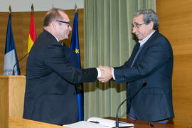 Toma de posesión de Octavio García Pérez como nuevo catedrático de Derecho Público. Edificio del Rectorado. Marzo de 2017