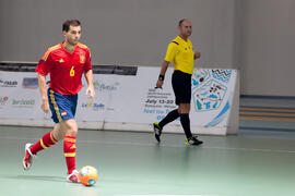 Partido España contra Portugal. 14º Campeonato del Mundo Universitario de Fútbol Sala 2014 (FUTSAL). Antequera. Julio de 2014