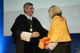 Toma de posesión de Susana Cabrera Yeto como nueva Vicerrectora de Proyectos Estratégicos, Relaciones Institucionales y Bienestar Universitario de la Universidad de Málaga. Paraninfo. Marzo de 2024