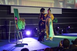 Alessandra García y Tecla Lumbreras presentan la gala de de inauguración de la 33ª edición de Fancine de la Universidad de Málaga. Cine Albéniz. Noviembre de 2023