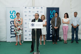 Intervención de José Ángel Narváez. Colocación de la primera piedra del huerto urbano y el parque...