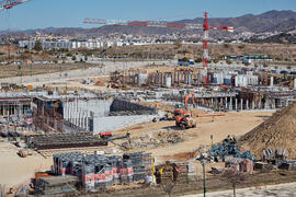 Obras de la nueva Facultad de Turismo. Campus de Teatinos. Febrero de 2022