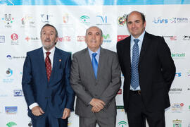 Pedro Montiel y otros miembros de la gala del deporte de la Universidad de Málaga. Mayo de 2014