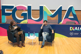 Ignacio Rivas y César Bona en el coloquio "Dialogando". Facultad de Derecho. Enero de 2017