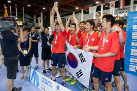 Corea del Sur segunda clasificada en la categoría masculina. Ceremonia de clausura del Campeonato...