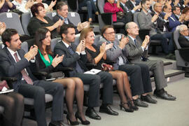 Asistentes al acto homenaje en recuerdo del profesor José María Troya. Salón de Actos de la Escuela Técnica Superior de Ingeniería Informática. Octubre de 2016