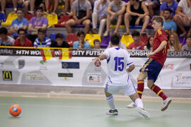Partido Israel contra España. 14º Campeonato del Mundo Universitario de Fútbol Sala 2014 (FUTSAL). Antequera. Julio de 2014