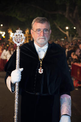 José Manuel Roldán Nogueras en el desfile procesional de la Hermandad de los Estudiantes. Málaga....