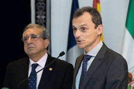 Pedro Duque en rueda de prensa. Edificio del Rectorado. Junio de 2018