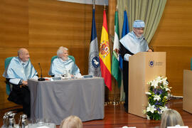 Discurso de "laudatio". Investidura de Miguel Sáenz Sagaseta y Brian Harris como Doctores "Honoris Causa" por la Facultad de Filosofía y Letras de la Universidad de Málaga. Edificio del Rectorado. Febrero de 2020