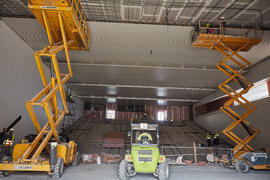 Obras en el interior del nuevo Pabellón de Gobierno. Campus de Teatinos. Abril de 2021
