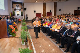 Lázaro Rodríguez Ariza en la imposición de la Medalla de Oro de la Universidad de Málaga a la Universidad de Granada. Paraninfo. Diciembre de 2016