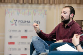 Aitor Sánchez en el coloquio "Dialogando para desmontar mitos sobre nutrición". Faculta...