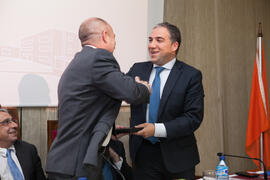 Eugenio José Luque y Elías Bendodo en la clausura del 50 Aniversario de la Facultad de Económicas...