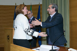 Toma de posesión de María Inmaculada Fortes Ruiz como nueva profesora titular del Departamento de Matemática Aplicada de la Universidad de Málaga. Edificio del Rectorado. Marzo de 2017