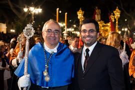 Enrique Caro Guerra en el desfile procesional de la Hermandad de los Estudiantes. Málaga. Abril d...