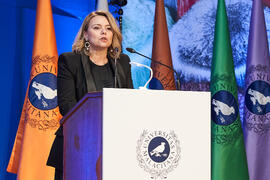 María del Carmen Ordóñez. Entrega de las distinciones "Oikonomos" de la Facultad de Ciencias Económicas y Empresariales de la Universidad de Málaga. Paraninfo. Diciembre de 2024