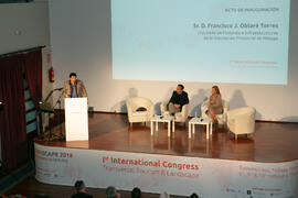 Intervención de Francisco Javier Oblaré. Inauguración Touriscape, I Congreso Internacional de Turismo Transversal y Paisaje. Centro Cultural Palo Ruiz Picasso de Torremolinos. Febrero de 2018