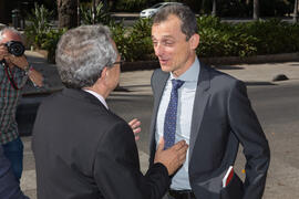 José Ángel Narváez recibe al ministro de Ciencia, Innovación y Universidades, Pedro Duque. Edific...