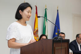 Alumna del CIE-UMA en su graduación el Día del Español. Centro Internacional de Español de la Uni...