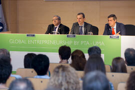 José Ángel Narváez, Pedro Duque y Juan Teodomiro López. Reunión con el ministro de Ciencia, Innov...