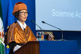 Kazuyo Sejima en su investidura como Doctora "Honoris Causa" por la Escuela de Arquitec...