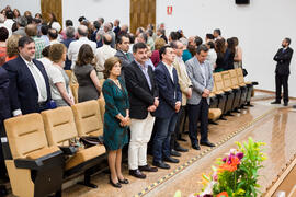 Asistentes al homenaje a los jubilados y al personal que cumple 25 años de servicio en la UMA. Paraninfo. Mayo 2015
