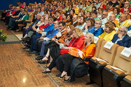 Asistentes a la entrega de la Medalla de Oro de la Universidad de Málaga a la Universidad de Córdoba y a la Universidad de Sevilla. Paraninfo. Junio de 2023