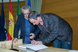 Toma de Posesión de Enrique Ramírez Losilla como nuevo catedrático del Departamento de Química Inorgánica, Cristalografía y Mineralogía de la Universidad de Málaga. Edificio del Rectorado. Febrero de 2018