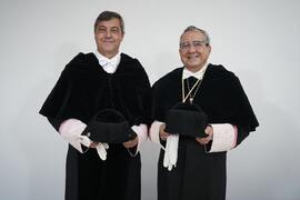 Teodomiro López Navarrete y José Ángel Narváez Bueno. Toma de posesión del Rector de la Universidad de Málaga y su equipo de gobierno. Paraninfo. Marzo de 2024