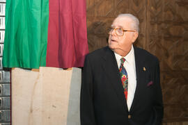 Eugenio Chicano en la inauguración de la placa conmemorativa de su nacimiento. Casa Natal de Eugenio Chicano. Málaga. Octubre de 2017