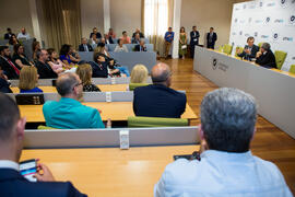 Consejo de Gobierno extraordinario de la Universidad de Málaga con el ministro Pedro Duque. Edifi...