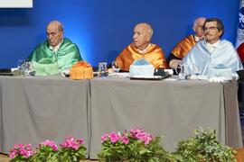Foto de grupo. Investidura de Hermanfrid Schubart, Alejandro Portes y Luis Enrique de la Villa como Doctores "Honoris Causa" por la Universidad de Málaga. Paraninfo. Octubre de 2024