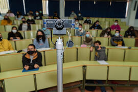 Aula de la Facultad de Ciencias de la Universidad de Málaga. Campus de Teatinos. Octubre de 2020