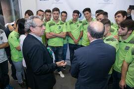 José Ángel Narváez, Tecla Lumbreras y Pedro Montiel con el CD UMA Antequera. Gala del Deporte Uni...