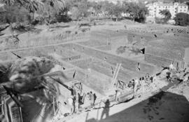 Málaga. Construcción del cuartel de la Guardia Civil. Ciudad Jardín. Septiembre de 1963