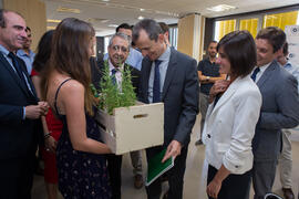 Visita de Pedro Duque, ministro de Ciencia, Innovación y Universidades, al edificio The Green Ray...