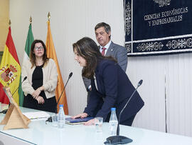 Toma de posesión de Ana José Cisneros Ruiz como nueva decana de la Facultad de Ciencias Económicas y Empresariales de la Universidad de Málaga. Campus de El Ejido. Enero de 2025