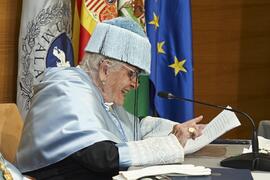 Discurso de Pilar Palomo Vázquez. Investidura como "Doctores Honoris Causa" de Antonio García Berrio y Pilar Palomo Vázquez por la Facultad de Filosofía y Letras de la Universidad de Málaga. Edificio del Rectorado. Junio de 2024
