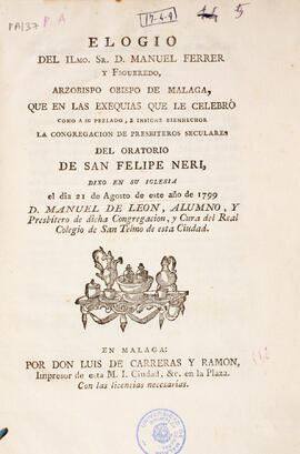 Pieza de la Biblioteca General para la exposición "Málaga moderna. Siglos XVI, XVII y XVIII&...