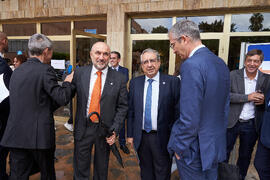 Momentos previos a la conferencia de Pablo Hernández de Cos en la Facultad de Ciencias Económicas y Empresariales de la Universidad de Málaga. Paraninfo. Octubre de 2022