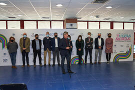 José Francisco Murillo presenta la Jornada de Puertas Abiertas de la Universidad de Málaga. Complejo Polideportivo Universitario. Marzo de 2022