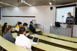 Aula de la Facultad de Ciencias de la Universidad de Málaga. Campus de Teatinos. Octubre de 2020